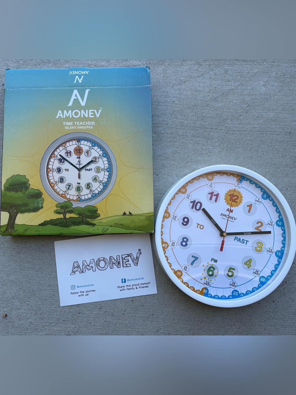 AMONEV TEACHER LEARNING TIME TEACHER SILENT SWEEPER CLOCK